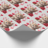 Wasserfarbe Valentinstag Kitten mit Rose Geschenkpapier (Ecke)