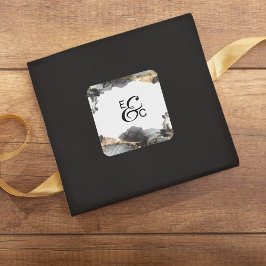 Wasserfarbe Vanessa Schwarz-Weiß-Anfangsaufkleber Quadratischer Aufkleber