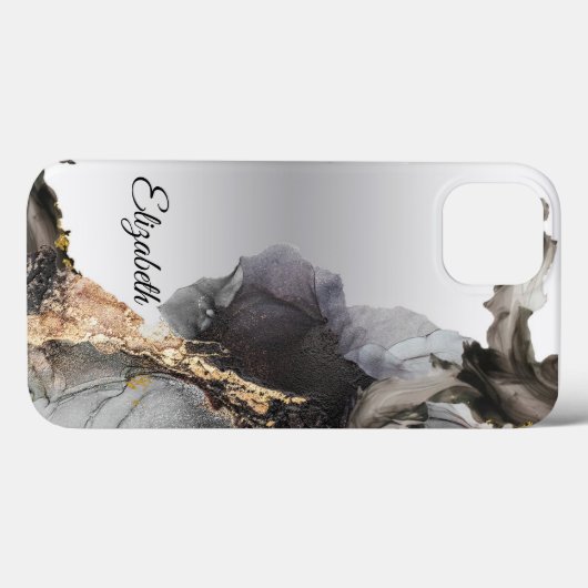 Wasserfarbe Vanessa Schwarz-Weiß Case-Mate iPhone Hülle (Rückseite (Horizontal))