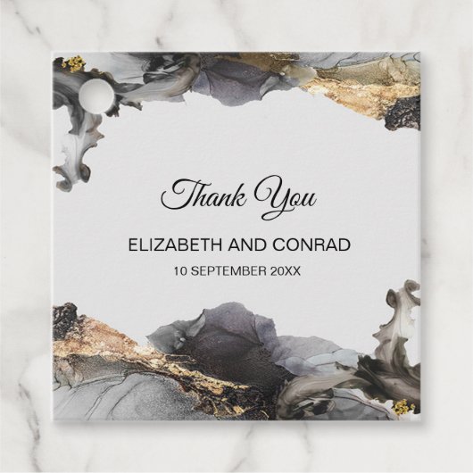 Wasserfarbe Vanessa Schwarz-Weiß Geschenkanhänger (Vorderseite)