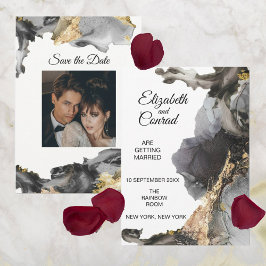 Wasserfarbe Vanessa Schwarzweiß Save the Date Einladung