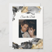 Wasserfarbe Vanessa Schwarzweiß Save the Date Einladung (Vorderseite)