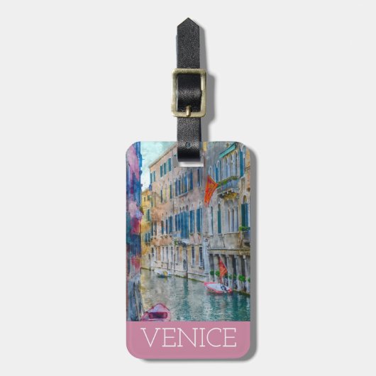 Wasserfarbe Venedig Italien Gondel Gepäckanhänger (Vorderseite vertikal)