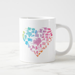 Wasserfarbe Vereinigtes Staaten Herz Jumbo-Tasse