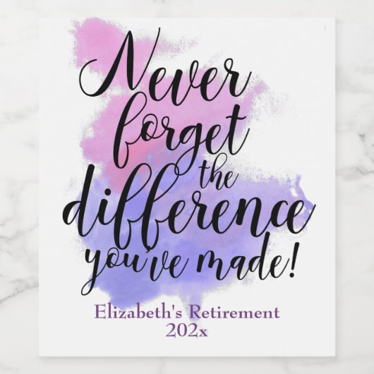 Wasserfarbe Vergiss nie die Bezahlung Weinetikett (Einzelnes Label)