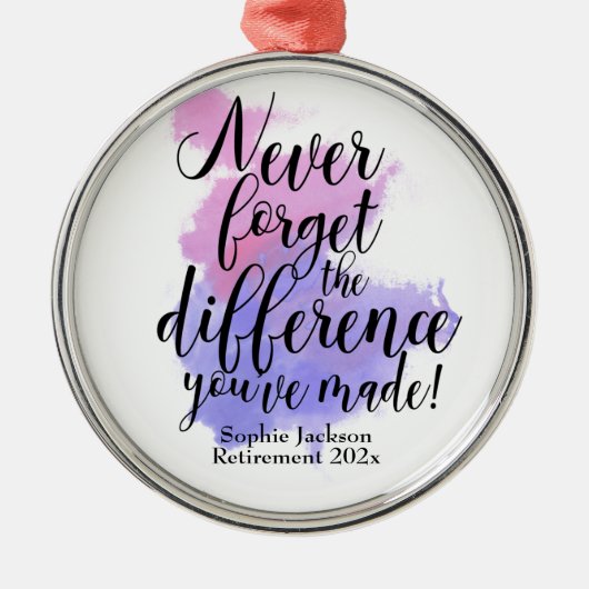 Wasserfarbe Vergiss nie die Differenzrente Ornament Aus Metall (Vorne)