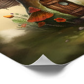 Wasserfarbe Verzauberte Pilz-Art Hütte Poster (Ecke)