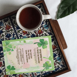 Wasserfarbe Vier Leaf Kleeblatt St. Patrick's Einladung