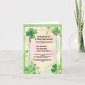 Wasserfarbe Vier Leaf Kleeblatt St. Patrick's Einladung (Vorderseite)
