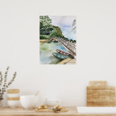 Wasserfarbe, Vietnam, Landschaft der Provinz Ninh  Poster (Küche)