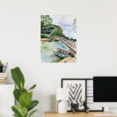 Wasserfarbe, Vietnam, Landschaft der Provinz Ninh  Poster (Heimbüro)