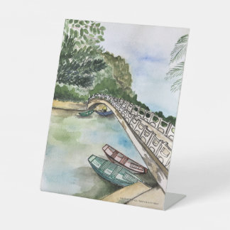 Wasserfarbe, Vietnam, Landschaft der Provinz Ninh  Sockelschild