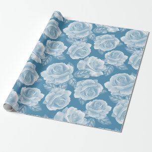 Wasserfarbe Vintag Blaue Rose Elegante Florenz Geschenkpapier