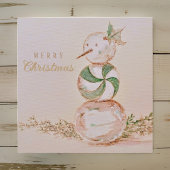 Wasserfarbe Vintag Candy Snowman Frohe Weihnachten