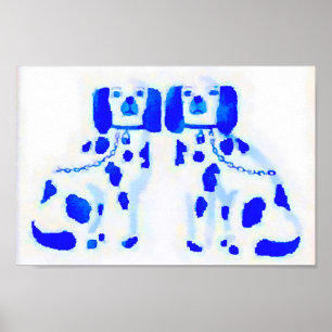 Wasserfarbe Vintag Chinoiserie Staffordshire Hunde Poster
