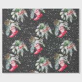 Wasserfarbe Vintag Elegante Strumpf Weihnachtsbaum Geschenkpapier (Flach)