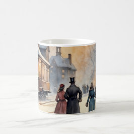 Wasserfarbe Vintage Viktorianische Snowy Street Kaffeetasse