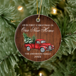 Wasserfarbe Vintager LKW Wohn Weihnachten Neue Zuh Keramik Ornament