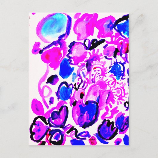 Wasserfarbe violetter Pfau Postkarte (Vorderseite)