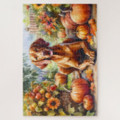 Wasserfarbe Vizsla im Herbst Puzzle (Vertikal)