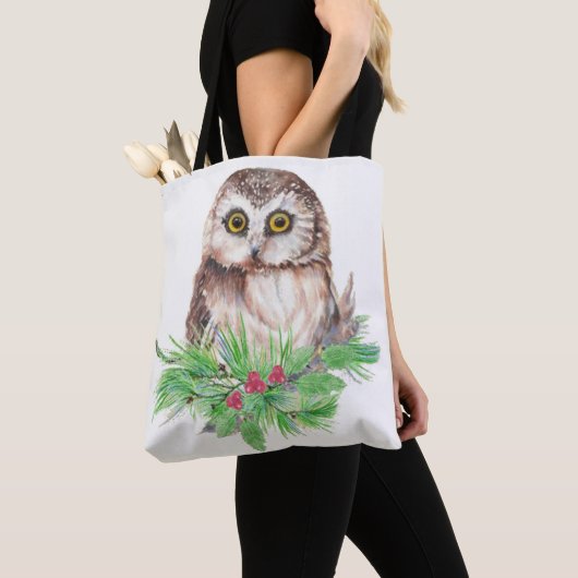 Wasserfarbe Vögel Weihnachten Kunst der Natur Tasche (Von Nahem)