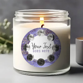 Wasserfarbe Vollmond Lunar Zyklus Night Sky Energi Runder Aufkleber