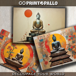 Wasserfarbe von 3 Buddha in Meditation Geschenkpapier Set