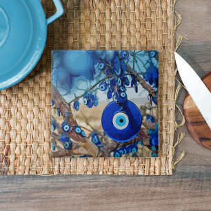 Wasserfarbe von Bäumen mit Nazaren dekoriert Fliese