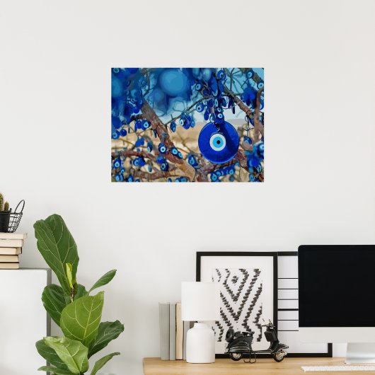 Wasserfarbe von Bäumen mit Nazaren dekoriert Poster (Heimbüro)