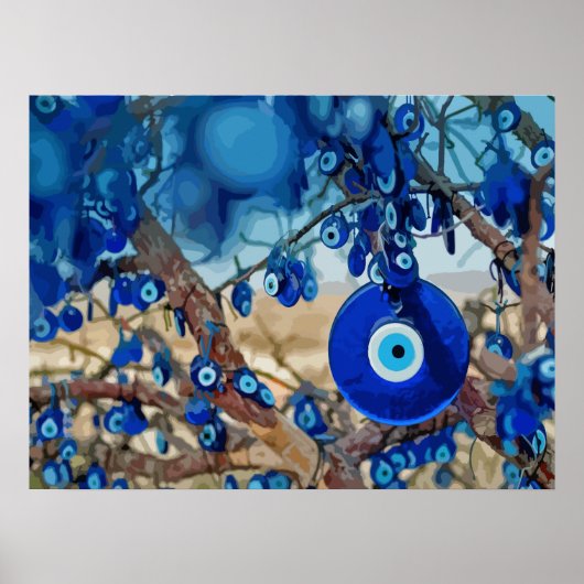 Wasserfarbe von Bäumen mit Nazaren dekoriert Poster (Vorne)