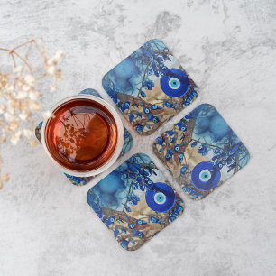 Wasserfarbe von Bäumen mit Nazaren dekoriert Rechteckiger Pappuntersetzer