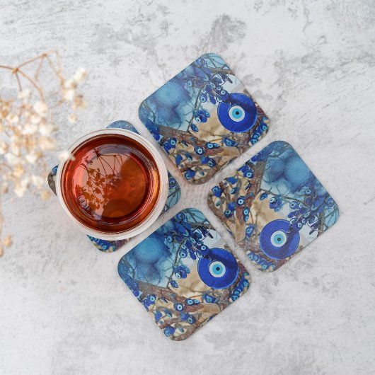 Wasserfarbe von Bäumen mit Nazaren dekoriert Rechteckiger Pappuntersetzer