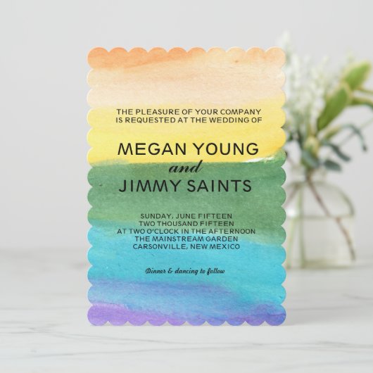 Wasserfarbe von Hand Einladung (Stehend Vorderseite)