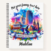 Wasserfarbe von Massachusetts-Sehenswürdigkeiten Notizblock (Vorderseite)