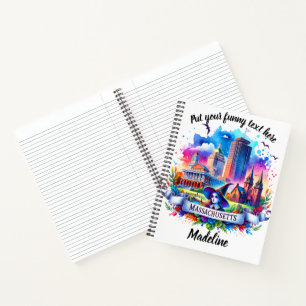 Wasserfarbe von Massachusetts-Sehenswürdigkeiten Notizblock