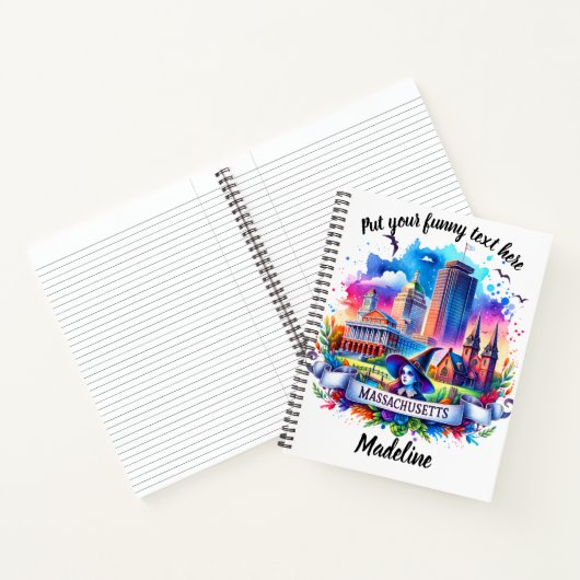 Wasserfarbe von Massachusetts-Sehenswürdigkeiten Notizblock (Innenseite)