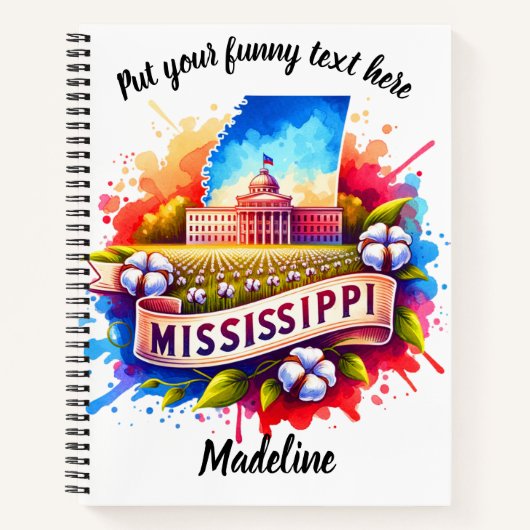 Wasserfarbe von Mississippis ikonischer Ansicht Notizblock (Vorderseite)