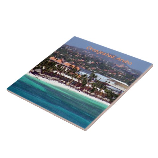 Wasserfarbe von Oranjestad, Aruba Fliese (Seite)