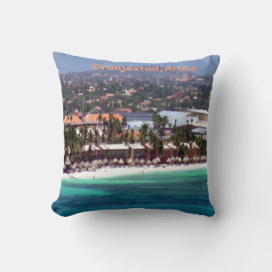 Wasserfarbe von Oranjestad, Aruba Kissen