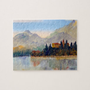 Wasserfarbe von See Como Italien Laubsäge Puzzle
