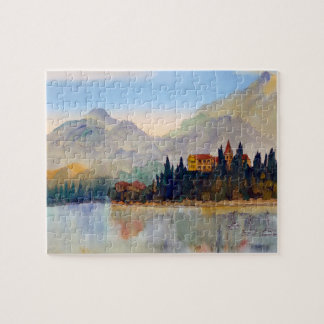 Wasserfarbe von See Como Italien Laubsäge Puzzle