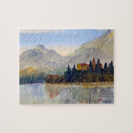 Wasserfarbe von See Como Italien Laubsäge Puzzle (Horizontal)