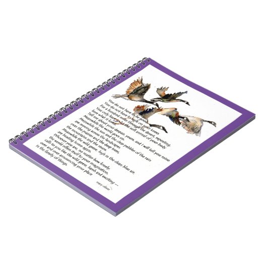 Wasserfarbe von Wildgänsen + Mary oliver Gedicht Notizblock (Linke Seite)