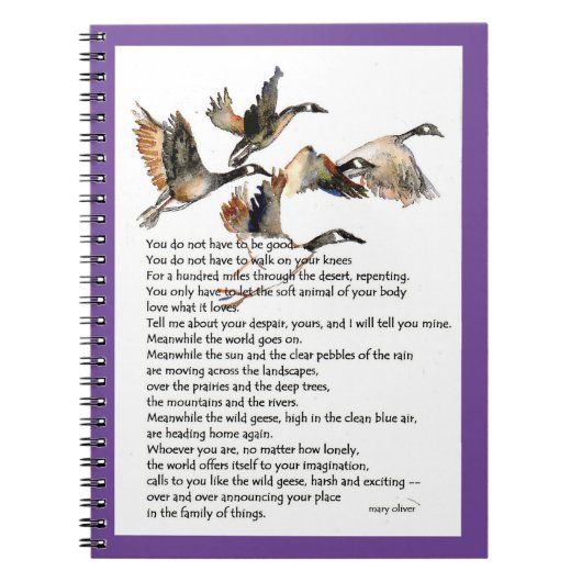 Wasserfarbe von Wildgänsen + Mary oliver Gedicht Notizblock (Vorderseite)