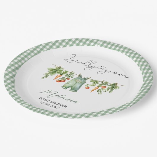 Wasserfarbe Vor Ort gewachsene Babydusche Papier P Pappteller (Schrägansicht)