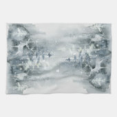 Wasserfarbe, Wald, Hirsche, Schnee, Bäume Küche Geschirrtuch (Horizontal)