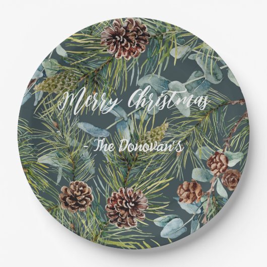 Wasserfarbe Wald Holiday Napkins Pappteller (Vorderseite)