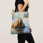 Wasserfarbe Walrus Arctic Tasche (Von Nahem)