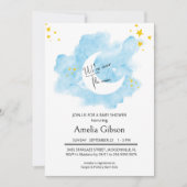 Wasserfarbe waschen über die Mond Babydusche Einladung (Vorderseite)