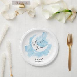 Wasserfarbe waschen über die Mond Babydusche Pappteller